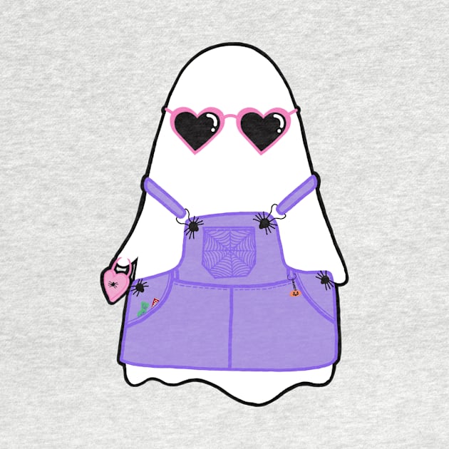 Trendy Ghoul in overalls and heart sunglasses by malaynab-artsy